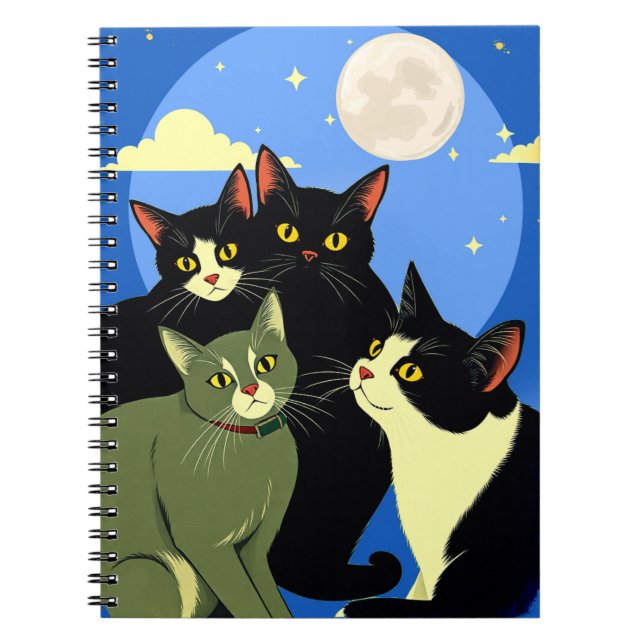 Carnet Chats sur le rôdeur sous la Pleine lune (Devant)