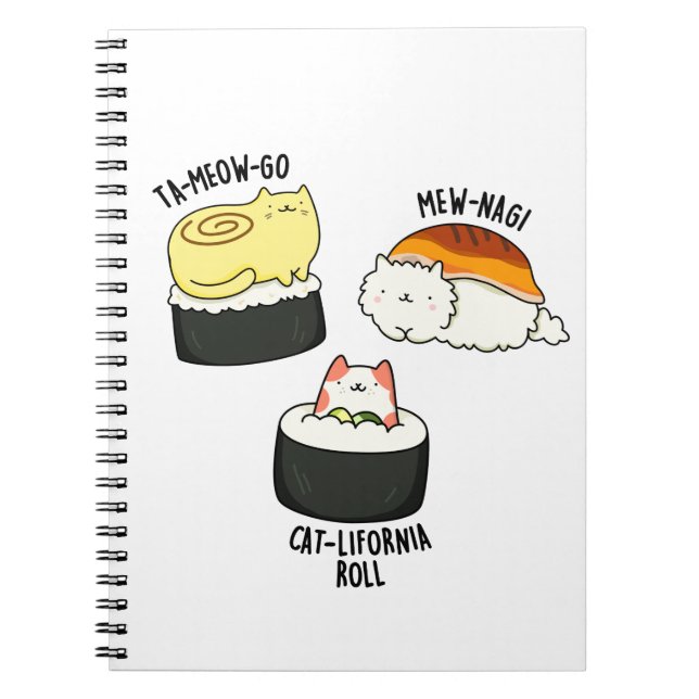Carnet Chats Sushi Pun de Sushi Drôle  (Devant)