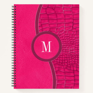 Carnet Chaud rose Faux Cuir Alligator Peau Chic Monogramm