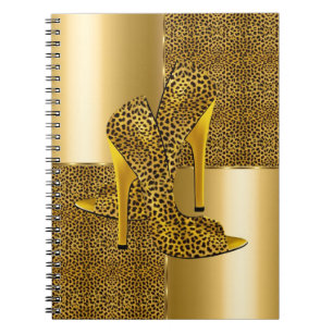 Carnet Chaussures à talons hauts élégantes en léopard dor