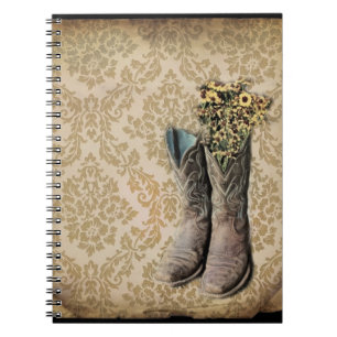Carnet Chaussures de cow-boy Damask fleur sauvage Western