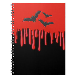 Carnet Chauves-souris gothiques et Halloween sang rouge q