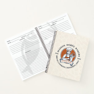 Carnet Chef Pâtissier Aquarelle Or Boulangerie Traiteur