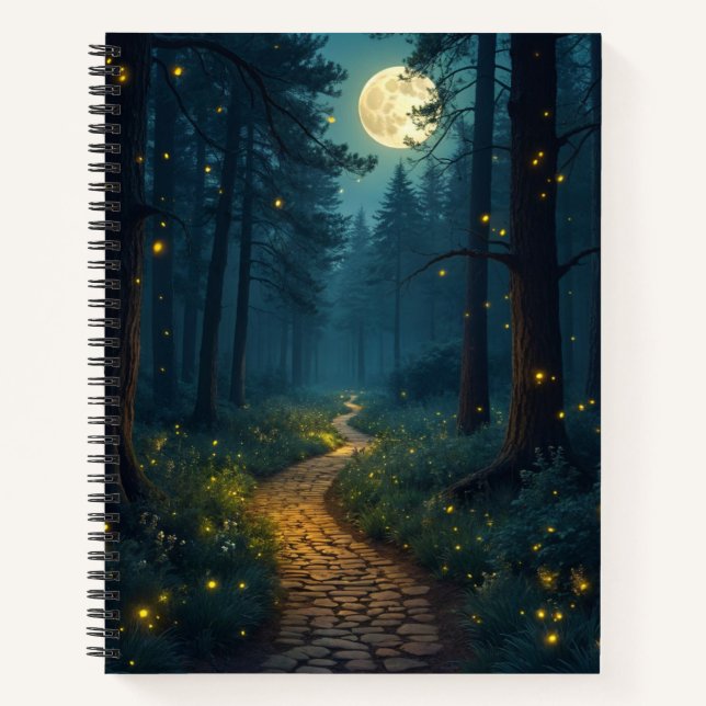 Carnet Chemin de la forêt de Lune avec lucioles (Devant)