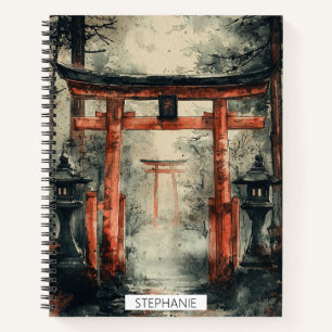 Carnet Chemin Torii Brumeux Aquarelle