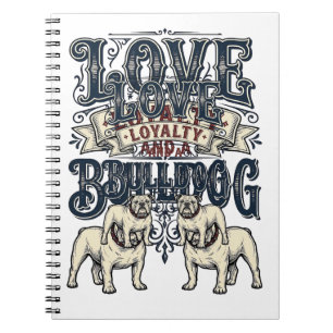 Carnet Chemise d'amour Bulldog Gravure vintage Citation d