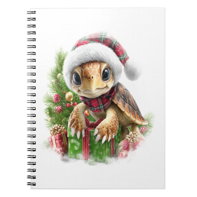 Carnet Chemise de la tortue de mer Noël Santa Hat (Devant)