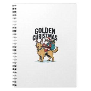Carnet Chemise de Noël dorée Santa à cheval sur Retriever