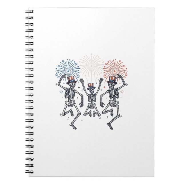 Carnet Chemise Vintage Feux d'Artifice Squelette Dansant  (Devant)