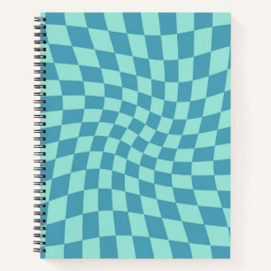 Carnet Chèques Bleus Pastel Retro À damiers déformés