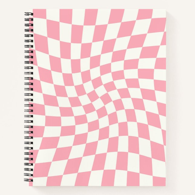 Carnet Chèques Retro Pastel Rose déformés À damiers (Devant)