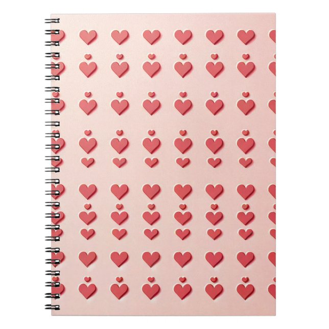 Carnet Chérie rose : Coeurs rouges adorables (Devant)