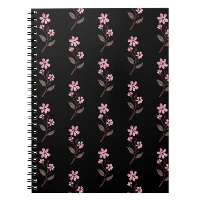 Carnet Cherry Blossom - Motif noir (Devant)
