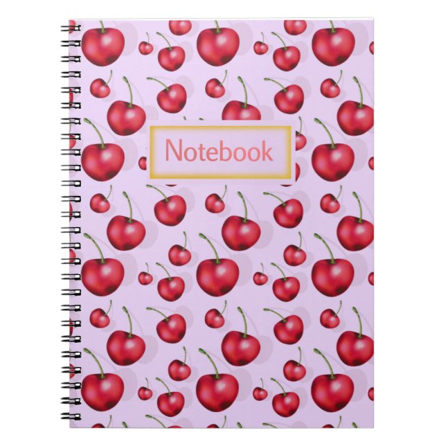 Carnet Cherry Notebook Pink Aesthetic Cute Fruit Pattern  (Devant)