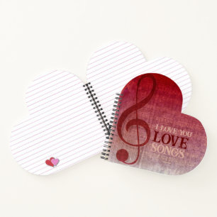 Carnet Cherry Red Clef Love Chansons Musique