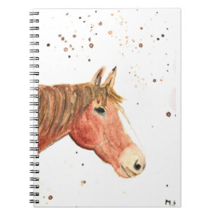 Carnet Cheval aquarelle brun poney animal de ferme animal