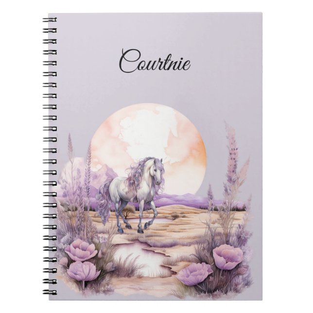 Carnet Cheval blanc de Lavande romantique (Devant)