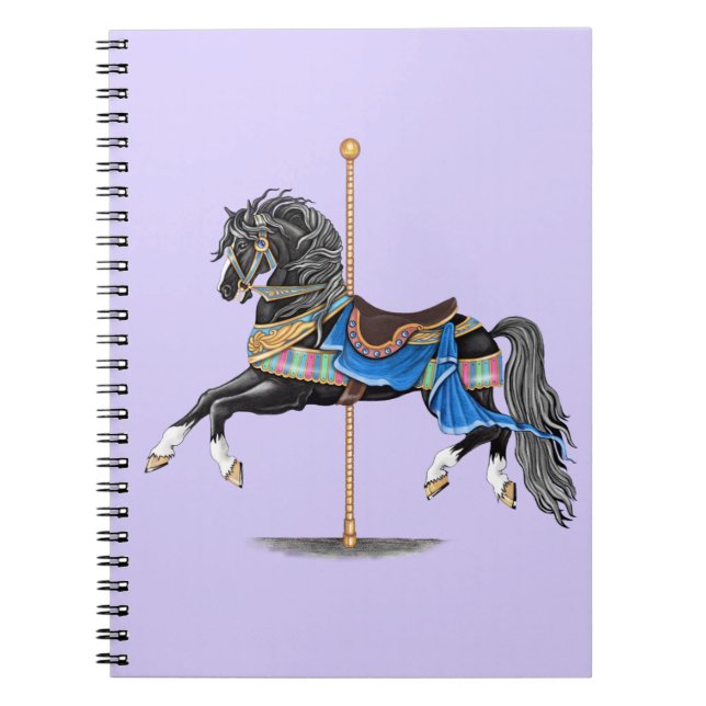 Carnet Cheval de Carrousel Noir (Devant)