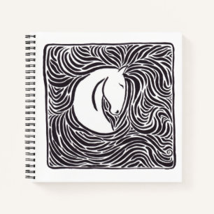 Carnet Cheval en stylo brosse