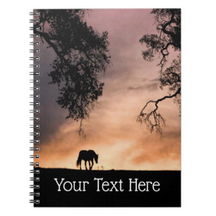 Carnet Cheval et lever de soleil personnalisable