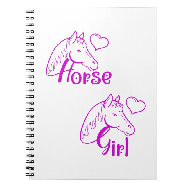 Carnet Cheval fille en violet avec tête de cheval Police (Devant)