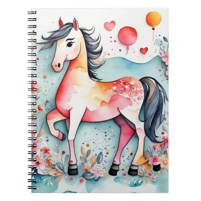 Carnet Cheval floral mignon (Devant)