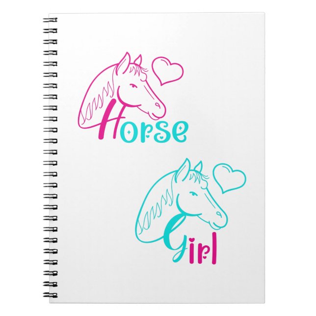 Carnet Cheval Girl en rose et turquoise (Devant)