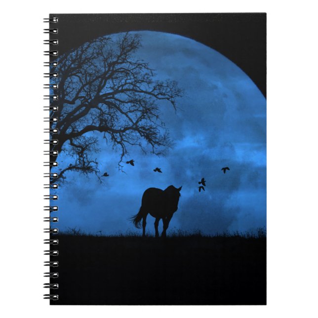 Carnet Cheval Lune Bleue Mystique (Devant)