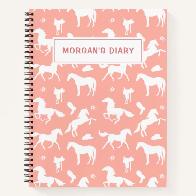 Carnet Cheval Nom personnalisé Equestrian Gift Peach (Devant)