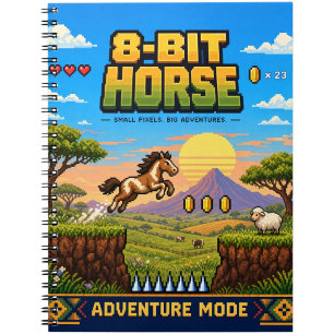 Carnet Cheval, Rétro Pixel Art 8-Bit