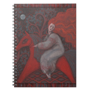 Carnet "Cheval Rouge", femme rousse, imaginaire art surré