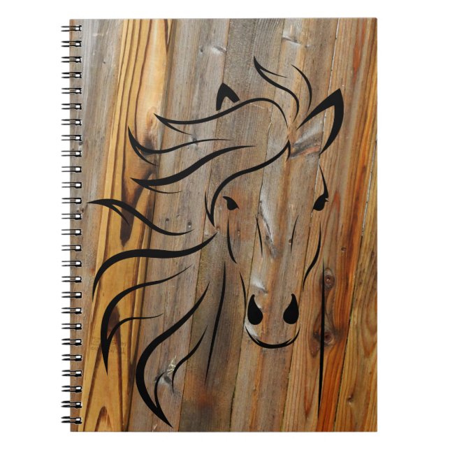 Carnet Cheval rustique sur bois (Devant)