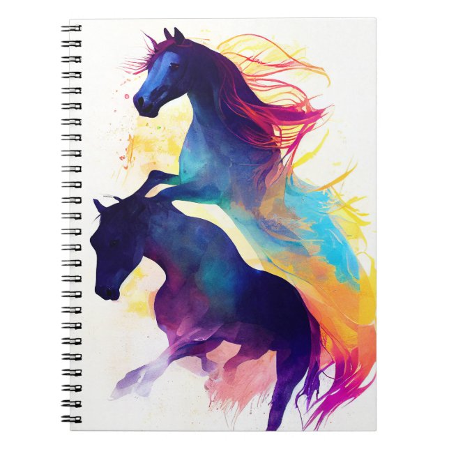 Carnet Cheval Sauvage Nature Animaux Couleurs Art Peintur (Devant)