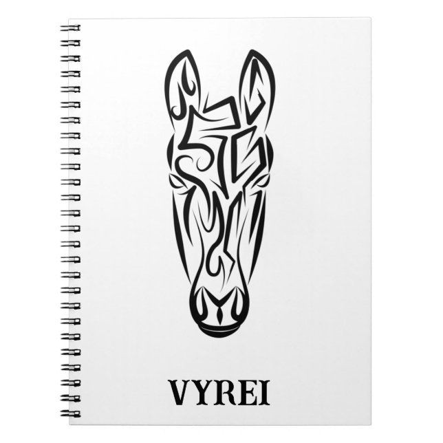 Carnet Cheval tribal noir et blanc (Devant)