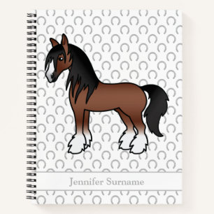 Carnet Cheval Vanner Clydesdale Gypsy Brun & Texte