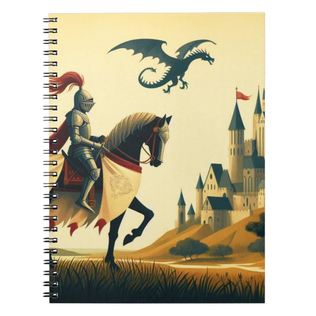 Carnet Chevalier médiéval/dragon/château fantastique (Devant)