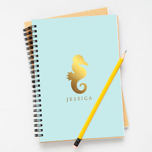 Carnet Chevalier Seahorse Mint et Faux Gold