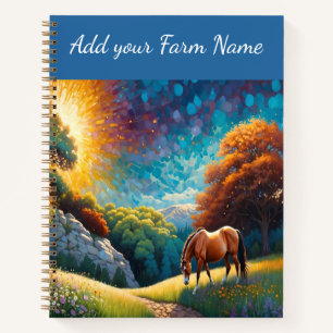 Carnet Chevaux dans la prairie de fleurs sauvages de la f