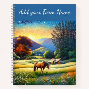 Carnet Chevaux dans la prairie de fleurs sauvages de la f