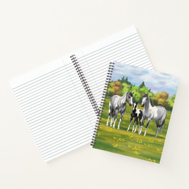 Carnet Chevaux De Peinture Gris De Pâte De Poisson En Été (Intérieur)