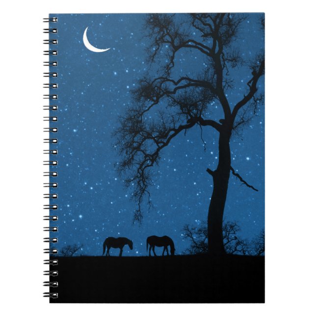 Carnet Chevaux et nuit étoilée avec Crescent Moon (Devant)