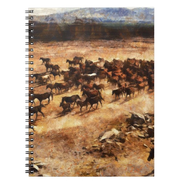 Carnet Chevaux Sauvages : Majesté d'Animal Artistique. (Devant)