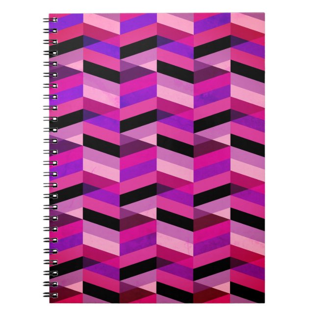 Carnet Chevron Abstrait/Herringbone | Purples et violets (Devant)