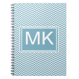 Carnet Chevron bleu avec Monogramme