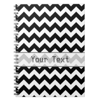 Carnet Chevron noir et blanc - texte fait sur commande