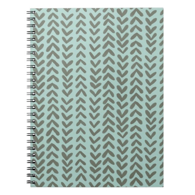 Carnet Chevron stripe - sage green notebook (Devant)