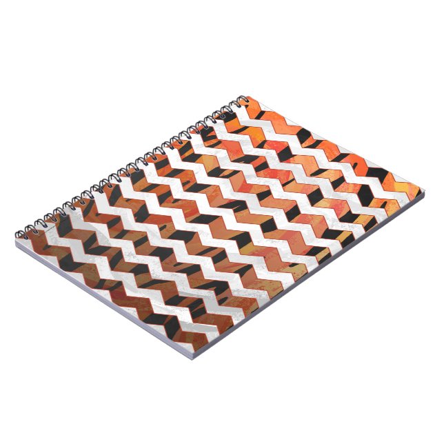 Carnet Chevron Tigre Impression orange chaud et noir (Côté gauche)
