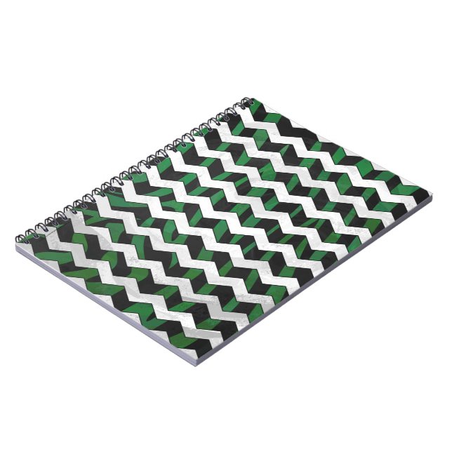 Carnet Chevron Zebra noir et vert (Côté gauche)