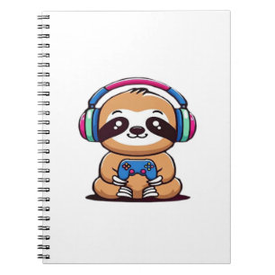 Carnet Chibi Kawaii Sloth Gamer - animal drôle mignonne a