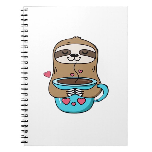 Carnet Chibi Sloth Coffee Lover � Cute Kawaii Sloth Huggi (Devant)